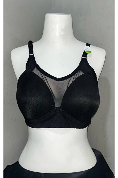 NERGIZ Women's C Cup Lace Detailed Gathering Black Bra