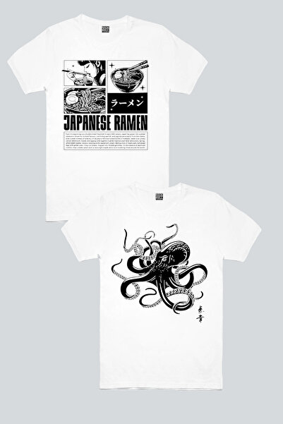 ROCKANDROLL Ιαπωνικά Νουντλς Λευκά, Ιαπωνικό Χταπόδι Πακέτο 2 Ανδρικών Μπλουζ...