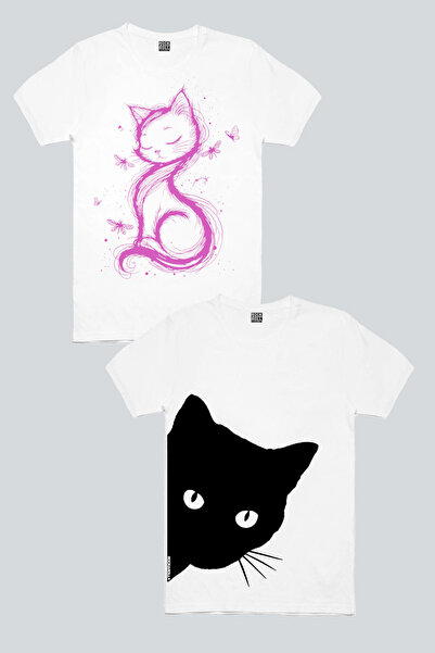 ROCKANDROLL Γυναικείο μπλουζάκι Meraklı, Cat Princess White, Πακέτο 2 τεμαχίω...