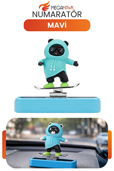 MEGAHAWK Araç İçi Numaratör Mavi Panda Figürlü Park Telefon Numarası Gizleneb...