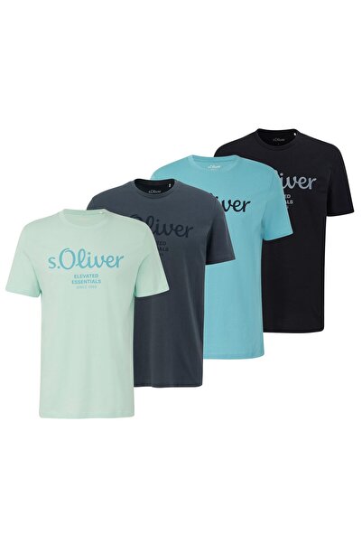 s.Oliver Herren T-Shirt, 4er Pack - Basic, Logoprint, Rundhals, Baumwolle