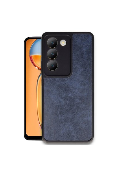 TheGencoo Vivo V30 Lite 4g Case Aras Leather Cover - Navy Blue