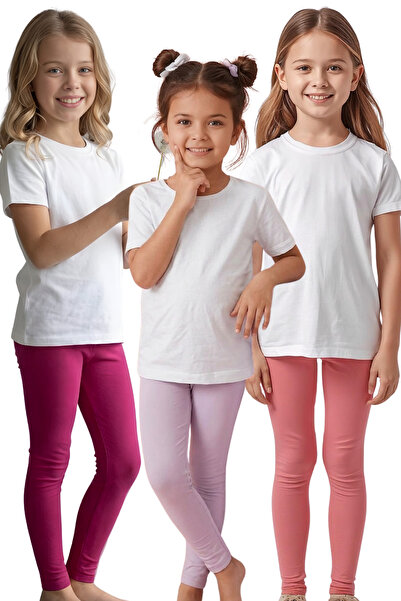 United Fabrics Girls' Leggings - Set of 3 - Soft, Stretchy, Comfortable Cotto...
