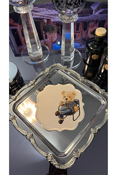 FİNESERVECO Luxe Teddy Bear Coffe (Kahve) Sunum Peçetesi – Özel Tasarım Şık S...