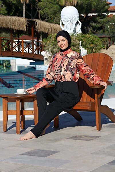 Estiva Φυλλώδες ολόσωμο μαγιό με κροπ παντελόνι για τουρκική ενδυμασία