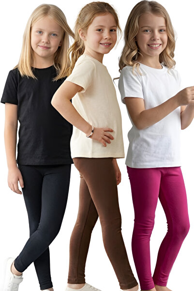 United Fabrics Girls' Leggings - Set of 3 - Soft, Stretchy, Comfortable Cotto...