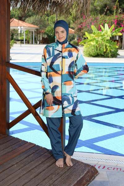 Estiva Μαγιό Χιτζάμπ με φερμουάρ και παντελόνι που καλύπτει όλο το σώμα