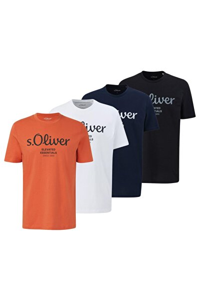 s.Oliver Herren T-Shirt, 4er Pack - Basic, Logoprint, Rundhals, Baumwolle