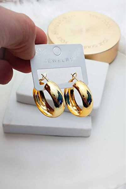 KYOLA DESİGN Bombeli Halka Gold Kadın Küpe (3cm)