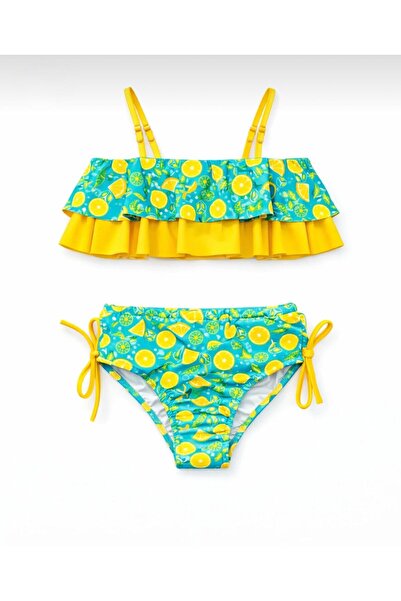 NUR BEBE Limon Desenli Kız Çocuk Bikini Takımı