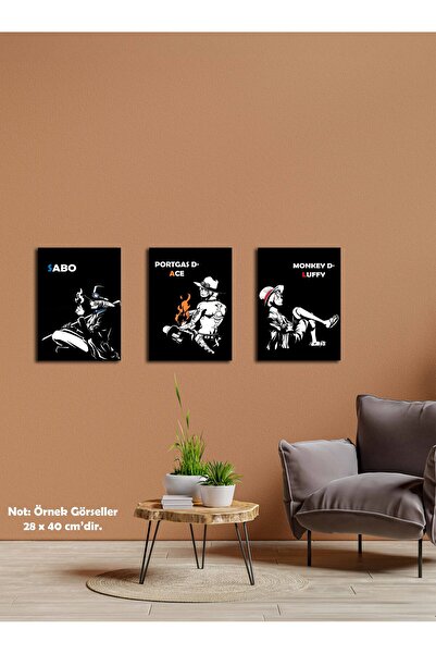 PESHLİSTORE One Piece Sabo - Ace - Luffy HD Metal Poster Seti 3’lü