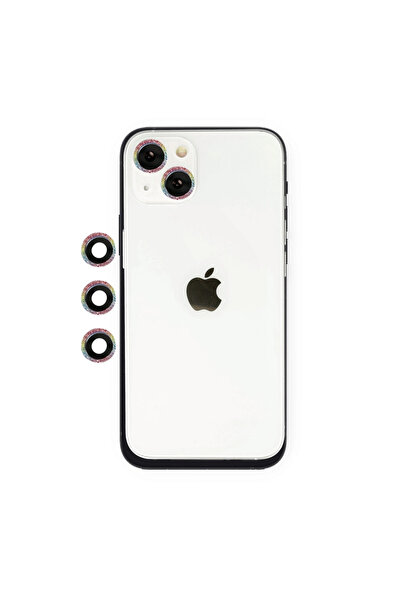 EASERA TİCARET Apple iPhone 14 Shine Camera Lens - Rainbow