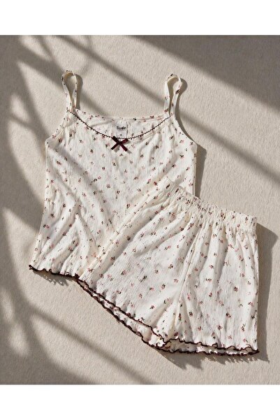 MODA Askılı Çiçek Desenli Pijama Takım