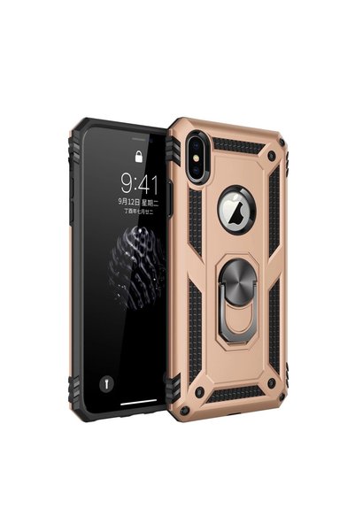Generic Brand Apple iPhone X Case Sofia Ring Silicone Cover - Gold