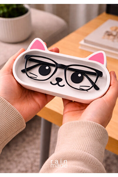 Rainmade Sevimli Kedi Tasarımlı 3D Baskı Gözlük Standı