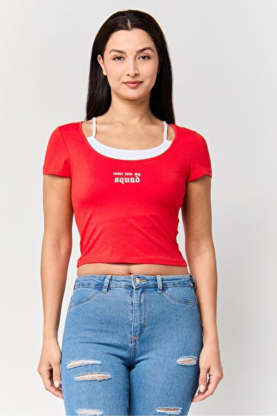 Don't Call Me Jennyfer Women Round Neck Short Sleeveless Graphic Print Crop T...