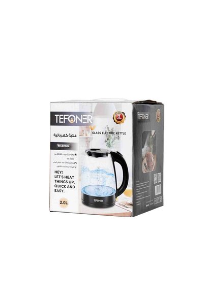TEFONER Transparent Glass Electric Water Kettle - Capacity: 2.0 Liters