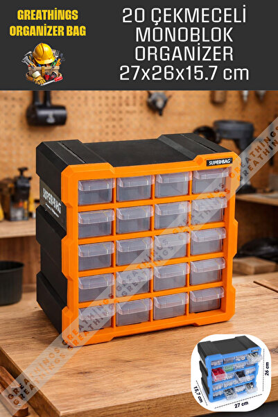 Greathings 20 Çekmeceli Orta Boy Monoblok Organizer Hobi Seti Vida Çivi Malze...