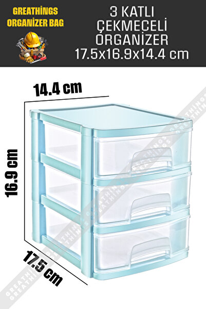Greathings 3 Katlı Plastik Çekmeceli Çok Amaçlı Düzenleyici Organizer Malzeme...
