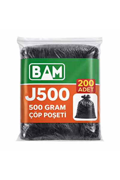 BAM AMBALAJ J500 500 Gram Siyah Çöp Poşeti 200 Adet Ekstra Kalın Dayanıklı Sa...