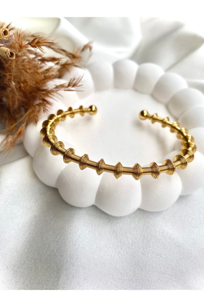 stainless steell Spiral Textured Minimalist Gold Steel Bracelet & Bangle