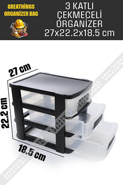 Greathings 3 Katlı Plastik Çekmeceli Çok Amaçlı Düzenleyici Organizer Malzeme...