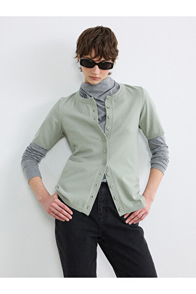 LC Waikiki Nevavm Farkıyla Soulife Green Oval Collar Soft Touch Women's Knitw...