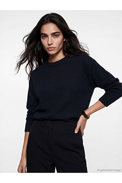 LC Waikiki Nevavm Farkıyla Lcw Vision Navy Blue Oval Neck Women's Knitwear Sw...