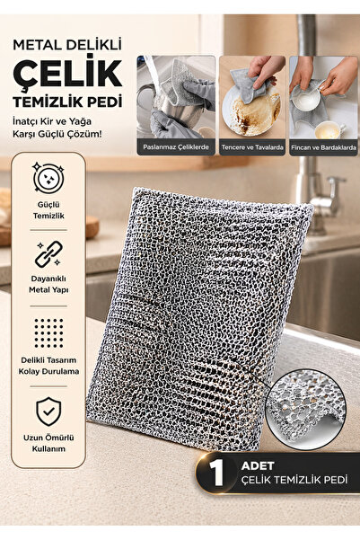 FLY LIFE 1 Adet Çok Amaçlı Inox Tel Temizlik Bezi Hijyen Bulaşık Bezi Tek Kat...