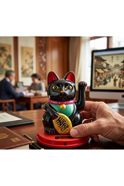 kt kuzey tacı Lucky Harmony Güneş Enerjili Sallanan Maneki Neko Şans Kedisi –...