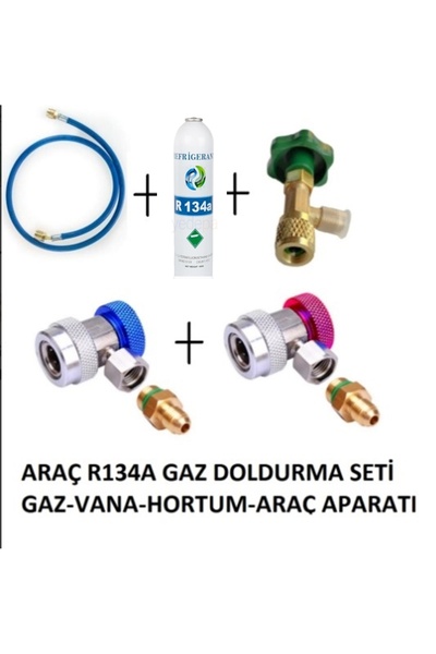 Ermiya R 134a Uyumlu Araç Doldurma Seti ( Gas +vana+hortum+aparat)