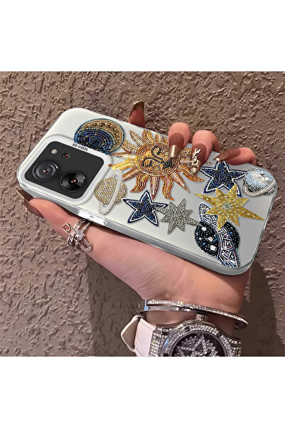 PATTERNOVA Mi 13T/Mi 13T Pro Uyumlu Yüksek Kaliteli Yıldız ve Ay Desenli Kılı...