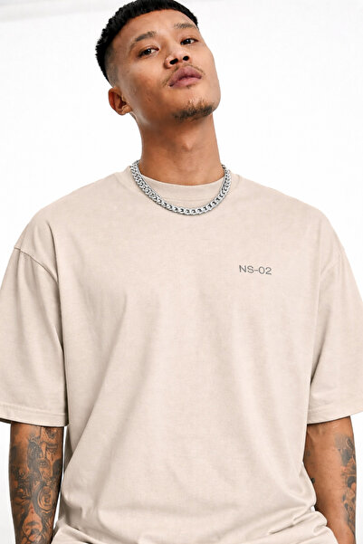 LAND MODA Tricou oversize unisex cu imprimeu No Noise Just Me, 100% bumbac, minimalist