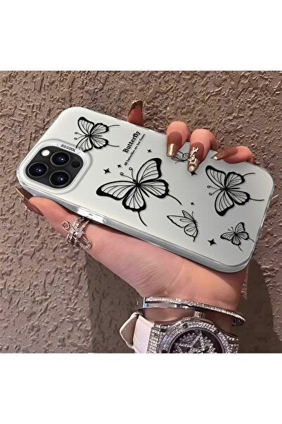 PATTERNOVA iPhone 15 Pro Max Uyumlu Nazarik Kelebek Desenli, Tam Kaplama Koru...