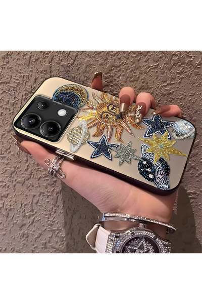 PATTERNOVA Redmi Note 13 Pro 5G Uyumlu Yüksek Kaliteli Yıldız ve Ay Desenli K...