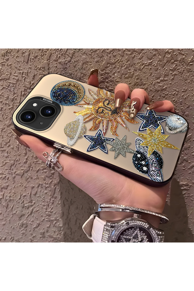 PATTERNOVA iPhone 15 Plus/14 Plus Uyumlu Yüksek Kaliteli Yıldız ve Ay Desenli...