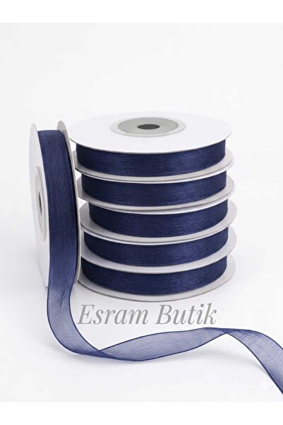 Esram Butik Organza Tulle Ribbon Navy Blue 1 cm 23 Mt, Bridal, Bundle, Engage...