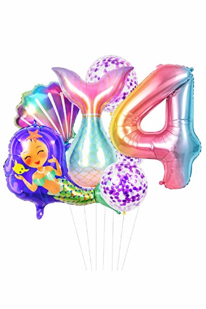 BKMC PARTY Deniz Kızı Kuyruğu Deniz Kabuğu Temalı Doğum Günü Balon Seti Konfe...