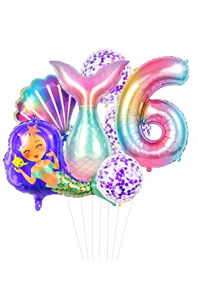 BKMC PARTY Deniz Kızı Kuyruğu Deniz Kabuğu Temalı Doğum Günü Balon Seti Konfe...