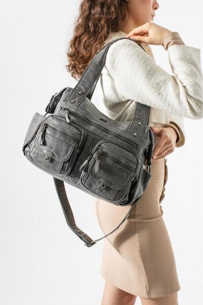 Baginn Γυναικεία τσάντα ώμου από δερματίνη Washed S.Deri Vegan δερμάτινη τσάν...