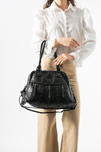 Baginn Γυναικεία τσάντα ώμου από δέρμα S.Washable Vegan Leather Multi-Pocket ...