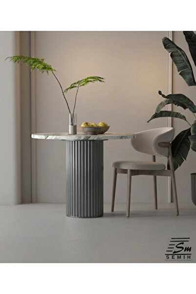 SEMİH MOBİLYA 73 Cm Antrasit Silindirik Fluted Sac Modern Masa Ayağı