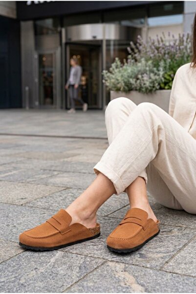 pabucmarketi Tan Suede Women's and Men's Sabo Slippers