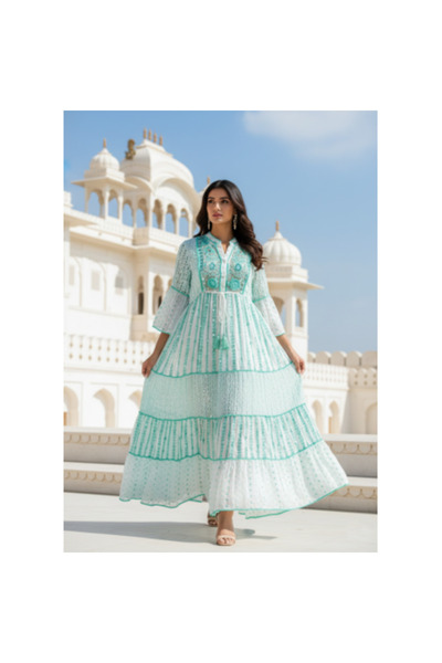 FeteRL Μπόχο Μπασίμα Μακριά Τουνίκ Πράσινο