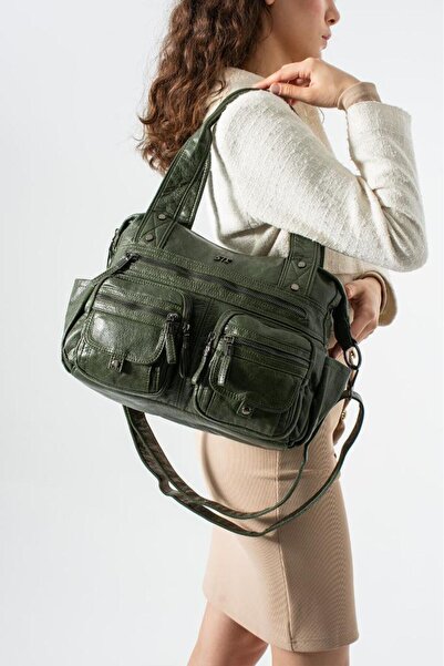 Baginn Γυναικεία τσάντα ώμου από δερματίνη Washed S.Deri Vegan δερμάτινη τσάν...