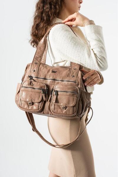 Baginn Γυναικεία τσάντα ώμου από δερματίνη Washed S.Deri Vegan δερμάτινη τσάν...