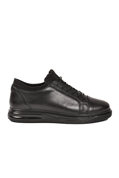 Voyager Black Genuine Leather (Large Size) Men's Casual Shoes