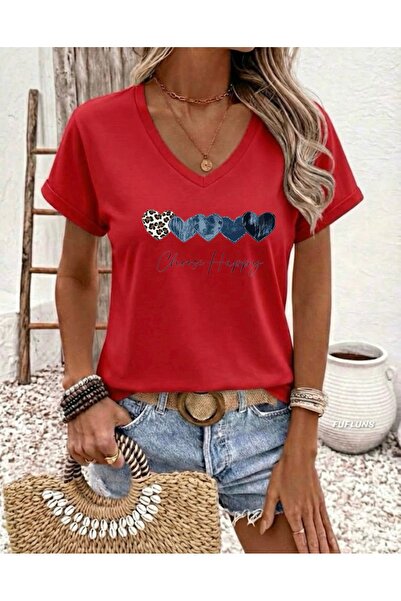 FUFLUNS T-Shirt - Κόκκινο - Oversize