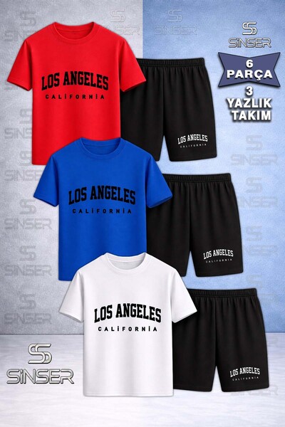 SS SİNSER Παιδικό LOS ANGELES CALIFORNIA BLACK Μπλουζάκι 3 τεμαχίων με ειδική...