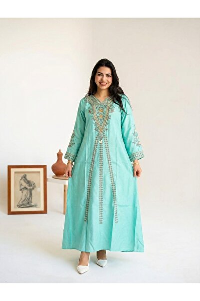 AFandina Women's Royal Embroidery Luxurious Caftan Dress